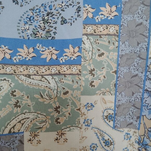 4/$20 Soya Concept Denmark blue cream patchwork look soft blouse top XS - Picture 6 of 14